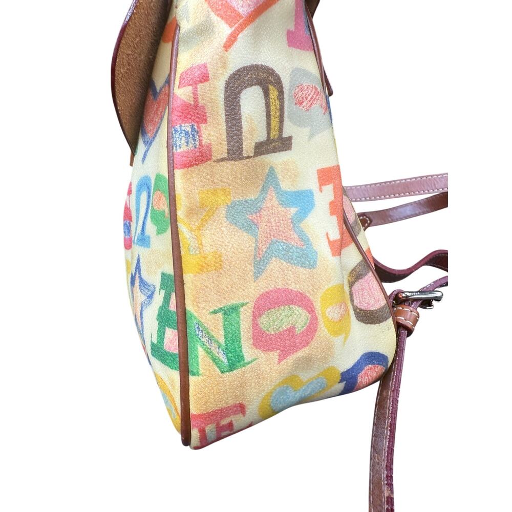 🎒 Dooney & Bourke Multicolor Logo Backpack Leather Trim Mini Bag Purse - Picture 7 of 10
